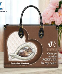 Australian Shepherd Forever In My Heart Leather Bag