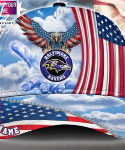 Baltimore Ravens Cap Pride US 4th Of July Cap Veterans Cap Custom Name