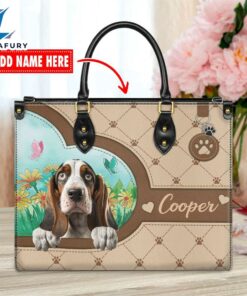 Basset Hound Dog Duccy Dog Lover Leather Handbag