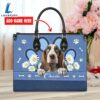 Basset Hound Dog Lover Leather Bag With Daisy Flowers