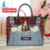 Basset Hound Dog This Human Belongs To Leather Handbag