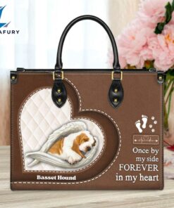Basset Hound Forever In My Heart Leather Bag
