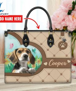Beagle Dog Duccy Dog Lover Leather Handbag