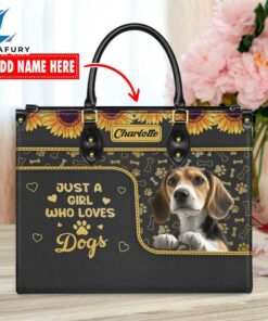 Beagle Dog Just A Girl Who Loves Dogs Leather Handbag