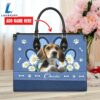 Beagle Dog Lover Leather Bag With Daisy Flowers