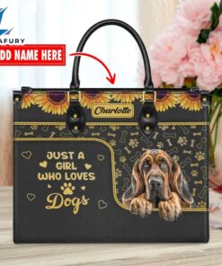 Bloodhound Dog Just A Girl Who Loves Dogs Leather Handbag