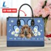 Bloodhound Dog Lover Leather Bag With Daisy Flowers