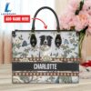 Border Collie Dog Bior Leather Handbag With Flowers And Butterfly