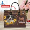 Border Collie Dog Kisses Fix Everything Leather Handbag