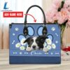 Border Collie Dog Lover Leather Bag With Daisy Flowers