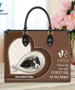 Border Collie Forever In My Heart Leather Bag