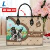Boston Terrier Dog Duccy Dog Lover Leather Handbag