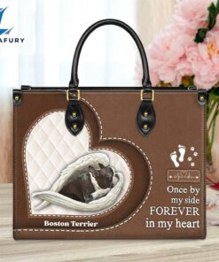 Boston Terrier Forever In My Heart Leather Bag