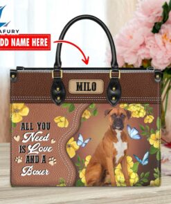 Boxer Dog All You Need Is Love And A Leather Handbag