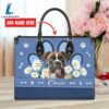 Boxer Dog Lover Leather Bag With Daisy Flowers