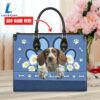 Brittany Dog Lover Leather Bag With Daisy Flowers