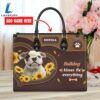 Bull Dog Kisses Fix Everything Leather Handbag