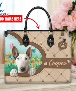 Bull Terrier Dog Duccy Dog Lover Leather Handbag