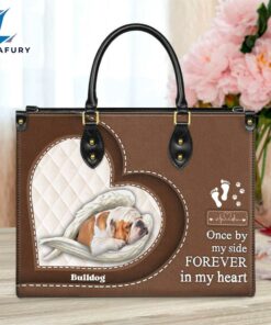 Bulldog Forever In My Heart Leather Bag