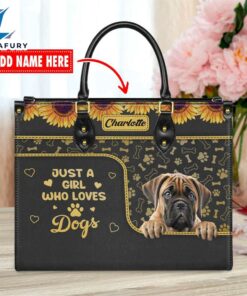 Bullmastiff Dog Just A Girl Who Loves Dogs Leather Handbag