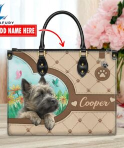 Cairn Terrier Dog Duccy Dog Lover Leather Handbag
