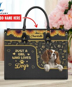 Cavalier King Charles Spaniel Dog Just A Girl Who Loves Dogs Leather Handbag