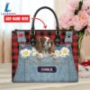 Cavalier King Charles Spaniel Dog This Human Belongs To Leather Handbag