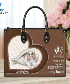 Cavalier King Charles Spaniel Forever In My Heart Leather Bag