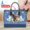 Chihuahua Dog Lover Leather Bag With Daisy Flowers