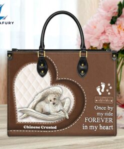 Chinese Creasted Dog Forever In My Heart Leather Bag