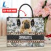 Chinese Shar-Pei Dog Bior Leather Handbag With Flowers And Butterfly
