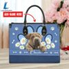Chinese Shar-Pei Dog Lover Leather Bag With Daisy Flowers