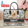 Chow Chow Dog Bior Leather Handbag With Flowers And Butterfly