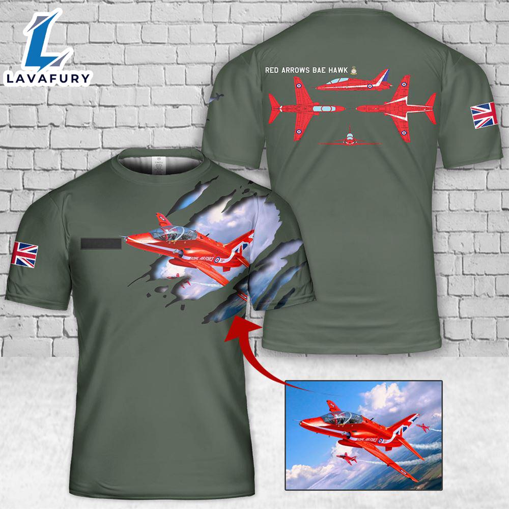 Custom Name And Image Royal Air Force Aerobatic Team Red Arrows BAE HAWK T-Shirt 3D 4th Of July Custom Name And Image Royal Air Force Aerobatic Team Red Arrows BAE HAWK T-Shirt 3D 4th Of July