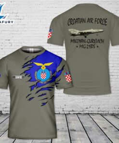 Custom Name Croatian Air Force Mikoyan-Gurevich MiG-21bis 3D T-shirt