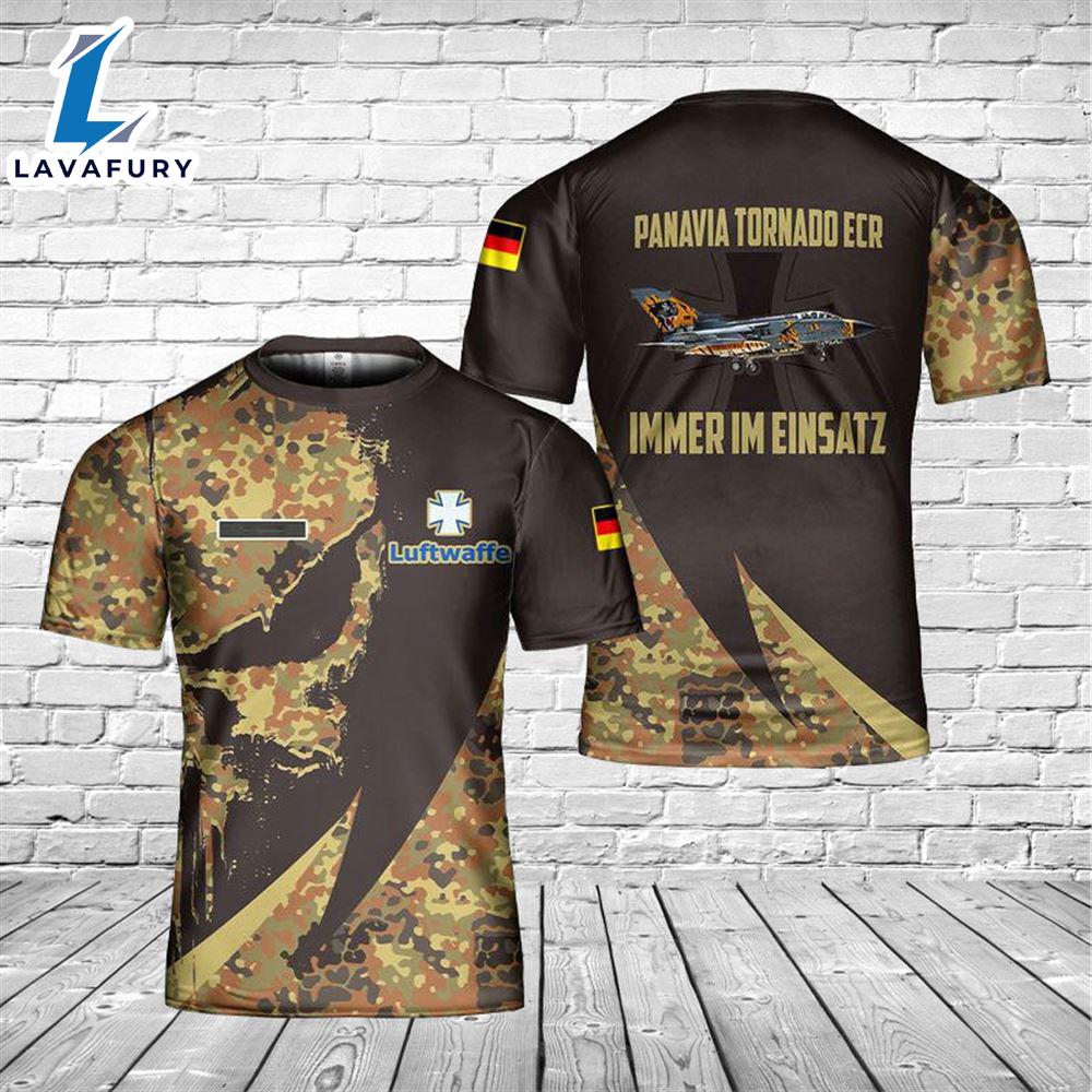 Custom Name German Air Force Luftwaffe Panavia Tornado ECR Tiger Scheme 3D T-shirt 4th Of July Custom Name German Air Force Luftwaffe Panavia Tornado ECR Tiger Scheme 3D T-shirt 4th Of July