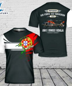 Custom Name Portuguese Air Force 552 Squadron Zang?es AW119MKII Koala 3D T-shirt