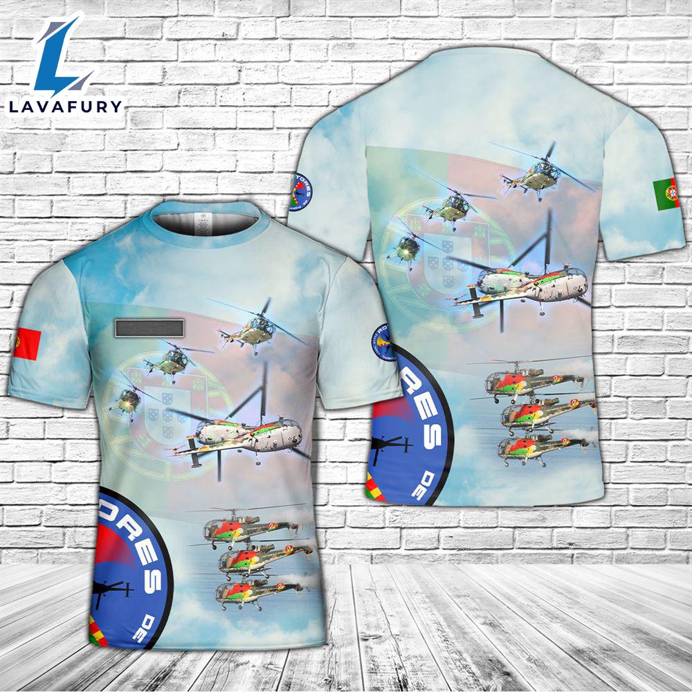 Custom Name Portuguese Air Force Rotores de Portugal helicopter flight demonstration team T-Shirt 3D 4th Of July Custom Name Portuguese Air Force Rotores de Portugal helicopter flight demonstration team T-Shirt 3D 4th Of July