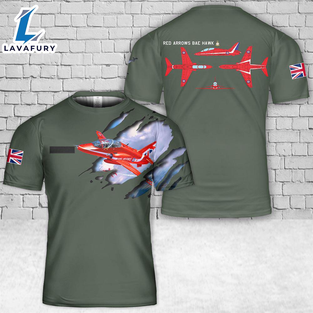 Custom Name Royal Air Force Aerobatic Team Red Arrows BAE HAWK T-Shirt 3D 4th Of July Custom Name Royal Air Force Aerobatic Team Red Arrows BAE HAWK T-Shirt 3D 4th Of July