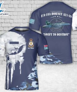 Custom Name Royal Australian Air Force FA-18A Hornet A21-39 No. 77 Squadron T-Shirt 3D 1