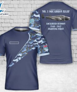Custom Name Royal Australian Air Force No. 82 Wing, No. 1 Squadron RAAF Lockheed Hudson T-Shirt 3D