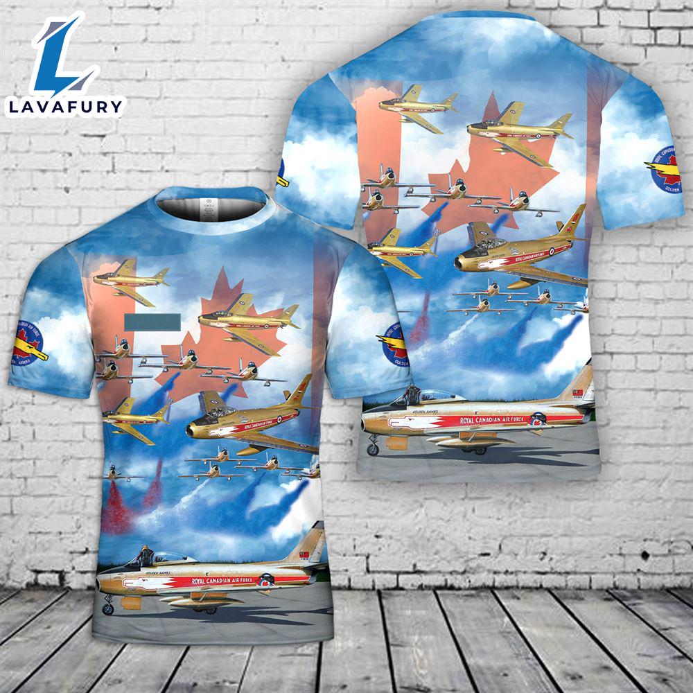 Custom Name Royal Canadian Air Force Golden Hawks Aerobatic flight demonstration team T-Shirt 3D 4th Of July Custom Name Royal Canadian Air Force Golden Hawks Aerobatic flight demonstration team T-Shirt 3D 4th Of July