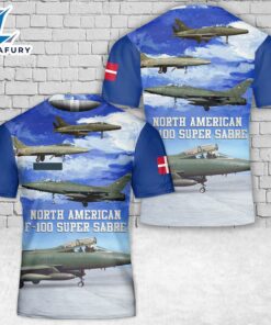Custom Name Royal Danish Air Force F-100 Super Sabre T-Shirt 3D