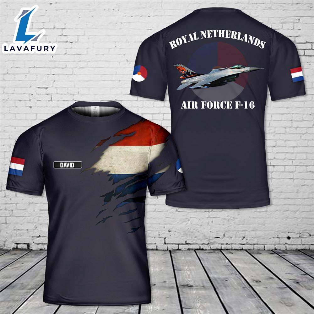 Custom Name Royal Netherlands Air Force F-16 3D T-shirt 4th Of July Custom Name Royal Netherlands Air Force F-16 3D T-shirt 4th Of July