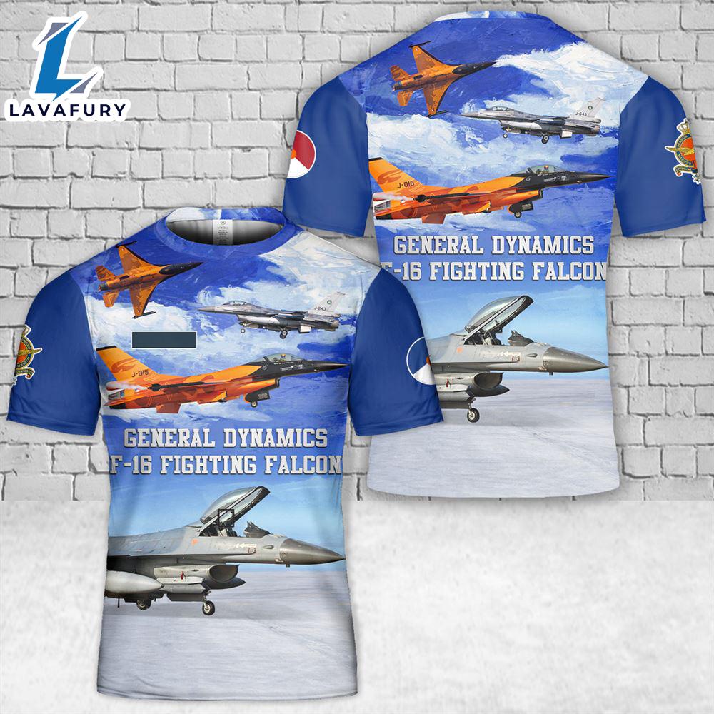 Custom Name Royal Netherlands Air Force F-16 T-Shirt 3D 4th Of July Custom Name Royal Netherlands Air Force F-16 T-Shirt 3D 4th Of July
