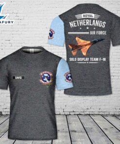 Custom Name Royal Netherlands Air Force Solo Display Team F-16 3D T-Shirt