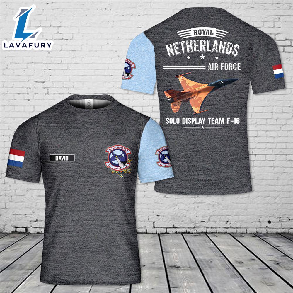 Custom Name Royal Netherlands Air Force Solo Display Team F-16 3D T-Shirt 4th Of July Custom Name Royal Netherlands Air Force Solo Display Team F-16 3D T-Shirt 4th Of July
