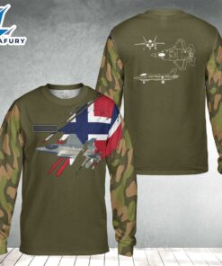 Custom Name Royal Norwegian Air Force F-35 Lightning II AOP Long Sleeve Shirt