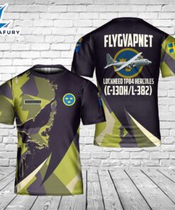Custom Name Swedish Air Force Flygvapnet Lockheed Tp84 Hercules (C-130HL-382) 3D T-shirt