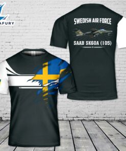 Custom Name Swedish Air Force Saab Sk60A (105) 3D T-shirt